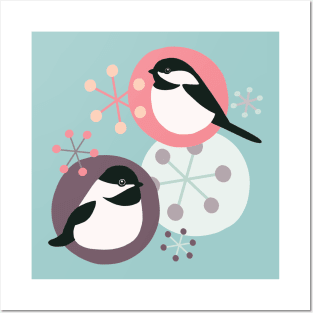 Christmas Chickadees Posters and Art